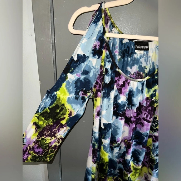 BARANDA multi colored cold should 3/4 blouse! - Picture 2 of 6